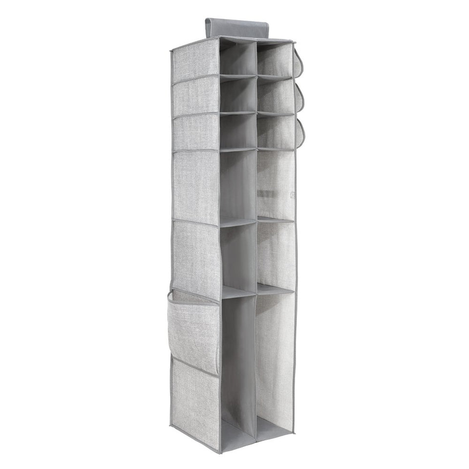 InterDesign 04473 Aldo Fabric Hanging Closet Storage Organizer, for Clothing, Sweaters, Shoes, Accessories, Gray, 6 Shelves