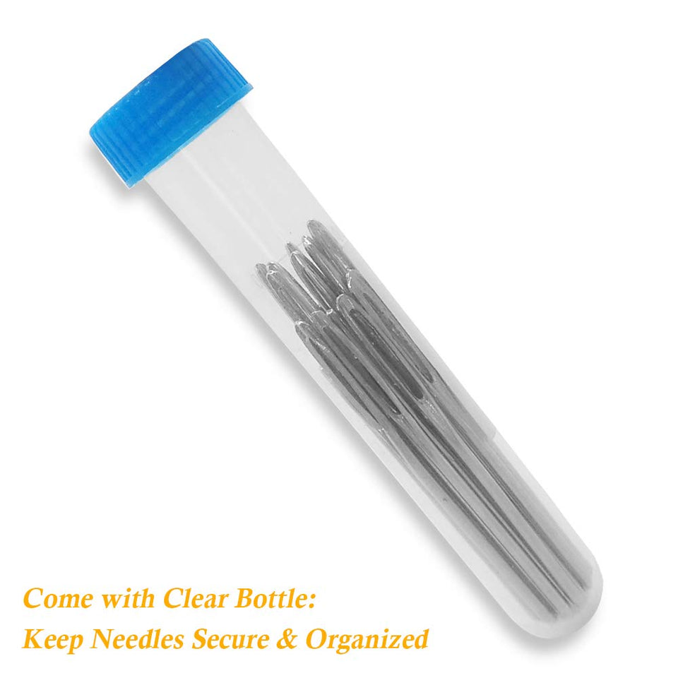 30 Paquetes de diferentes tamaños Agujas romas para ojos grandes Agujas de coser con botella transparente Agujas de costura SourceTon Hilos de acero Agujas de punto (5,2 cm, 6 cm y 7 cm) para bricolaje