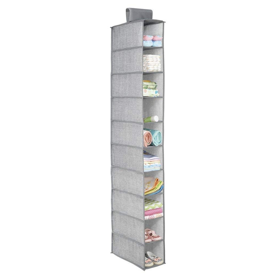 InterDesign 04473 Aldo Fabric Hanging Closet Storage Organizer, for Clothing, Sweaters, Shoes, Accessories, Gray, 6 Shelves