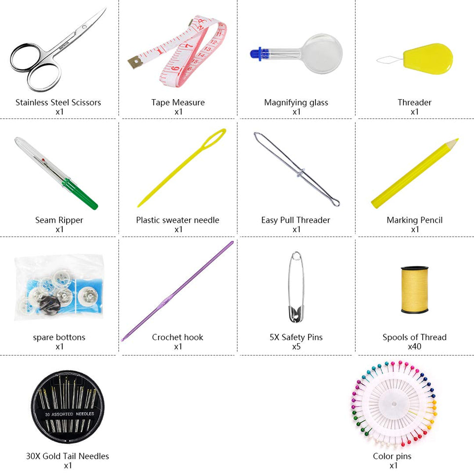 Mini kits de costura, 136 piezas, kit de herramientas de costura manual para el hogar, viajes, camping y uso de emergencia por Sturme