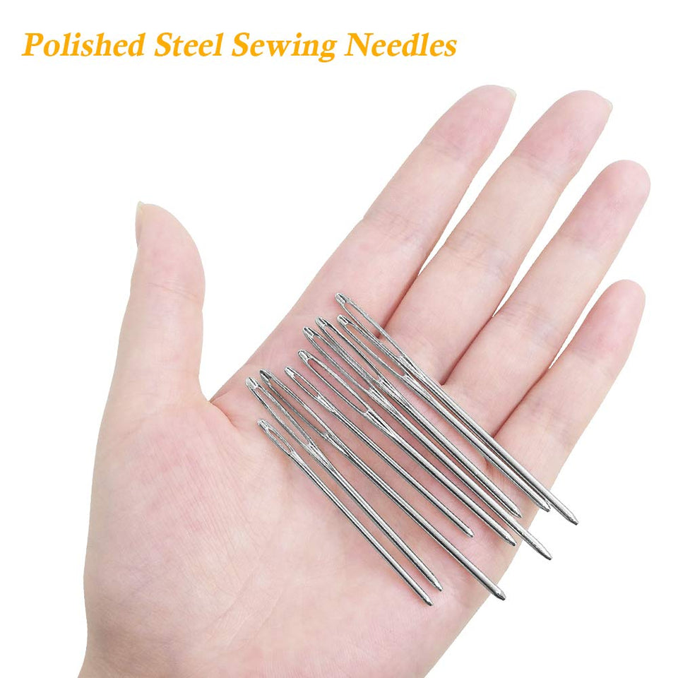 30 Paquetes de diferentes tamaños Agujas romas para ojos grandes Agujas de coser con botella transparente Agujas de costura SourceTon Hilos de acero Agujas de punto (5,2 cm, 6 cm y 7 cm) para bricolaje