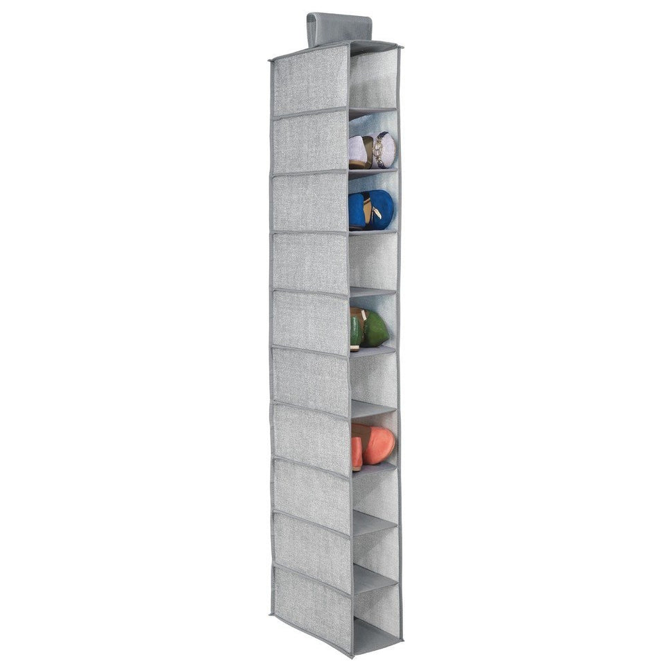 InterDesign 04473 Aldo Fabric Hanging Closet Storage Organizer, for Clothing, Sweaters, Shoes, Accessories, Gray, 6 Shelves