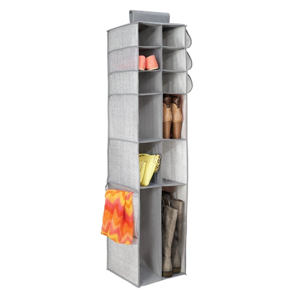 InterDesign 04473 Aldo Fabric Hanging Closet Storage Organizer, for Clothing, Sweaters, Shoes, Accessories, Gray, 6 Shelves