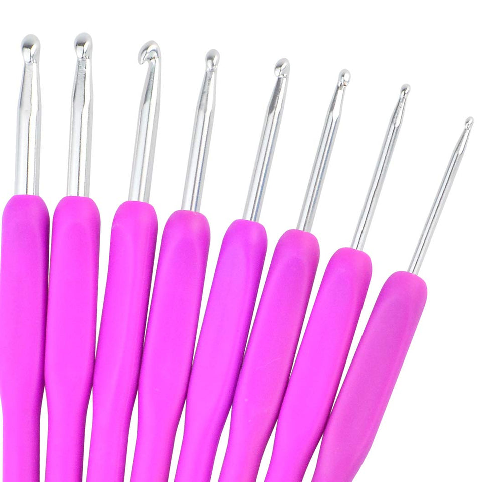 55 paquetes de ganchillo Kniting Sets, Bantoye Ganchillo Gancho de aluminio Agujas Costura accesorios de ganchillo con estuche para tejido de lana de hilo de coser, color surtido