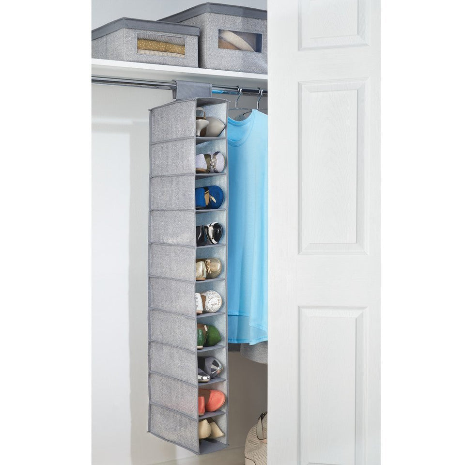 InterDesign 04473 Aldo Fabric Hanging Closet Storage Organizer, for Clothing, Sweaters, Shoes, Accessories, Gray, 6 Shelves