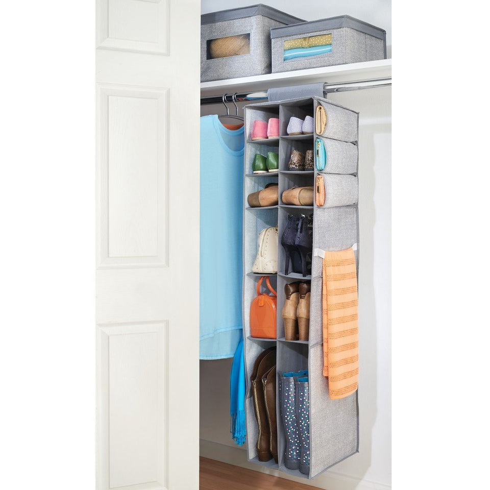 InterDesign 04473 Aldo Fabric Hanging Closet Storage Organizer, for Clothing, Sweaters, Shoes, Accessories, Gray, 6 Shelves