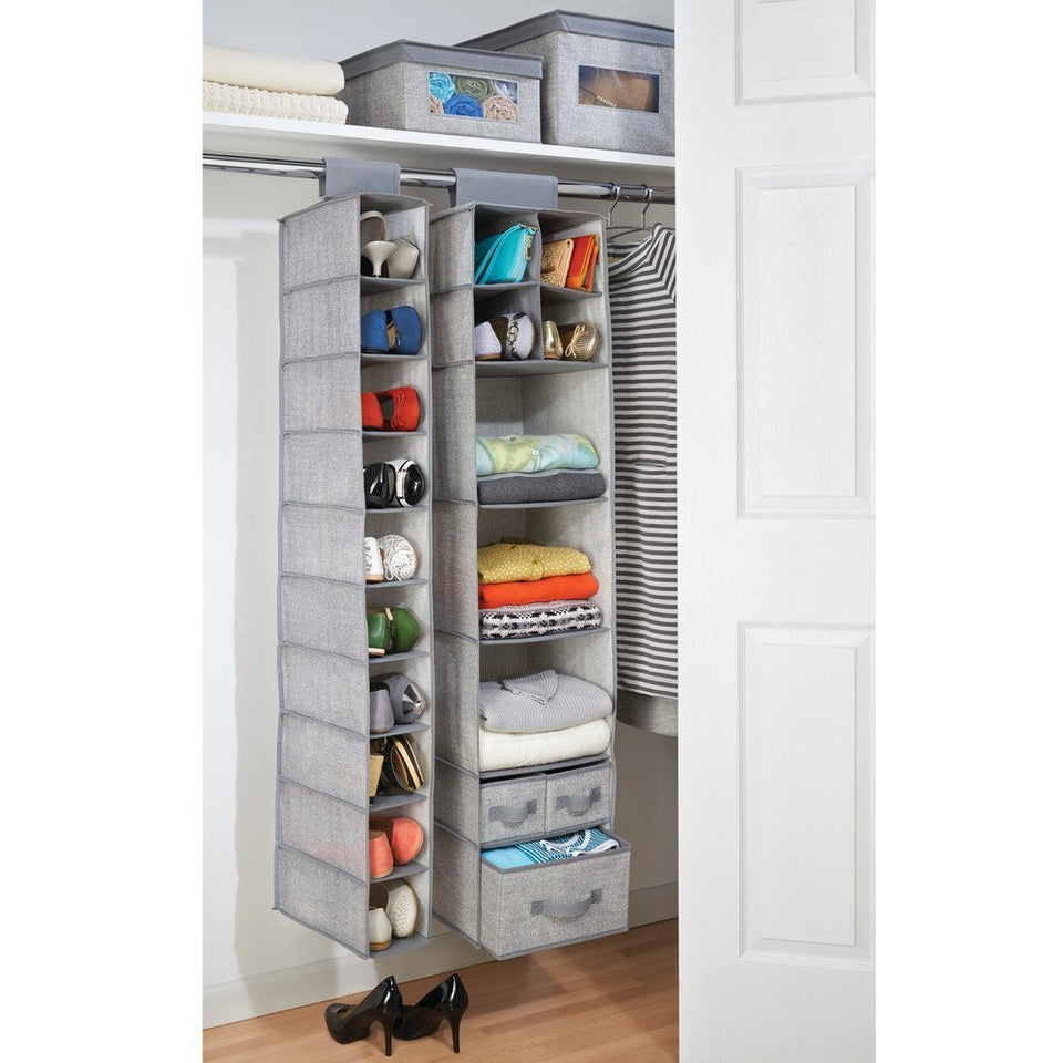 InterDesign 04473 Aldo Fabric Hanging Closet Storage Organizer, for Clothing, Sweaters, Shoes, Accessories, Gray, 6 Shelves