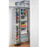 InterDesign 04473 Aldo Fabric Hanging Closet Storage Organizer, for Clothing, Sweaters, Shoes, Accessories, Gray, 6 Shelves