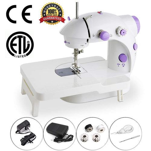 Mini Máquina de Coser Portátil Automático Eléctronico Compacta Doble Velocidades Controlar Doble de Hilos Máquina de Coser Hogar Eléctrico con Pedal de Pie para niños(Con Luz de Iluminar Aguja)
