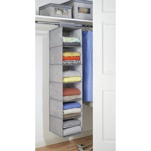 InterDesign 04473 Aldo Fabric Hanging Closet Storage Organizer, for Clothing, Sweaters, Shoes, Accessories, Gray, 6 Shelves