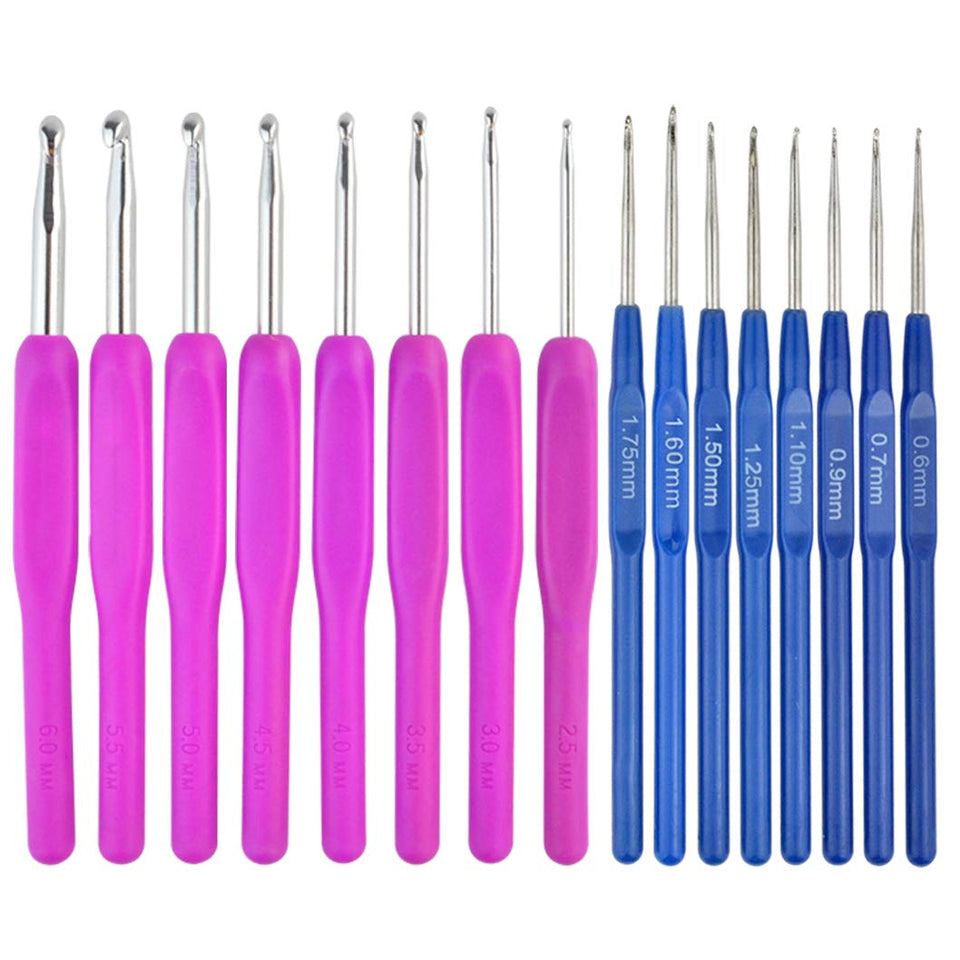 55 paquetes de ganchillo Kniting Sets, Bantoye Ganchillo Gancho de aluminio Agujas Costura accesorios de ganchillo con estuche para tejido de lana de hilo de coser, color surtido