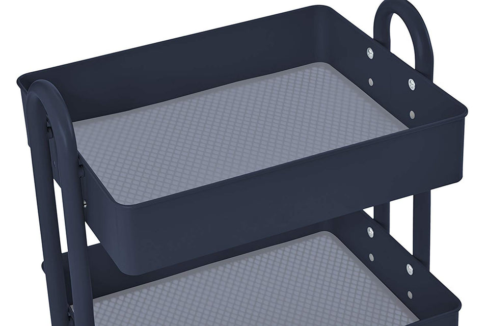 ECR4Kids Carrito de herramientas con ruedas de metal de 3 ó 4 niveles, organizador de almacenamiento móvil resistente, Marino, Cart (4-Tier)