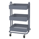 ECR4Kids Carrito de herramientas con ruedas de metal de 3 ó 4 niveles, organizador de almacenamiento móvil resistente, gris, Cart (3-Tier)