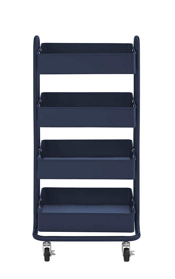 ECR4Kids Carrito de herramientas con ruedas de metal de 3 ó 4 niveles, organizador de almacenamiento móvil resistente, Marino, Cart (4-Tier)