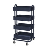ECR4Kids Carrito de herramientas con ruedas de metal de 3 ó 4 niveles, organizador de almacenamiento móvil resistente, Marino, Cart (4-Tier)