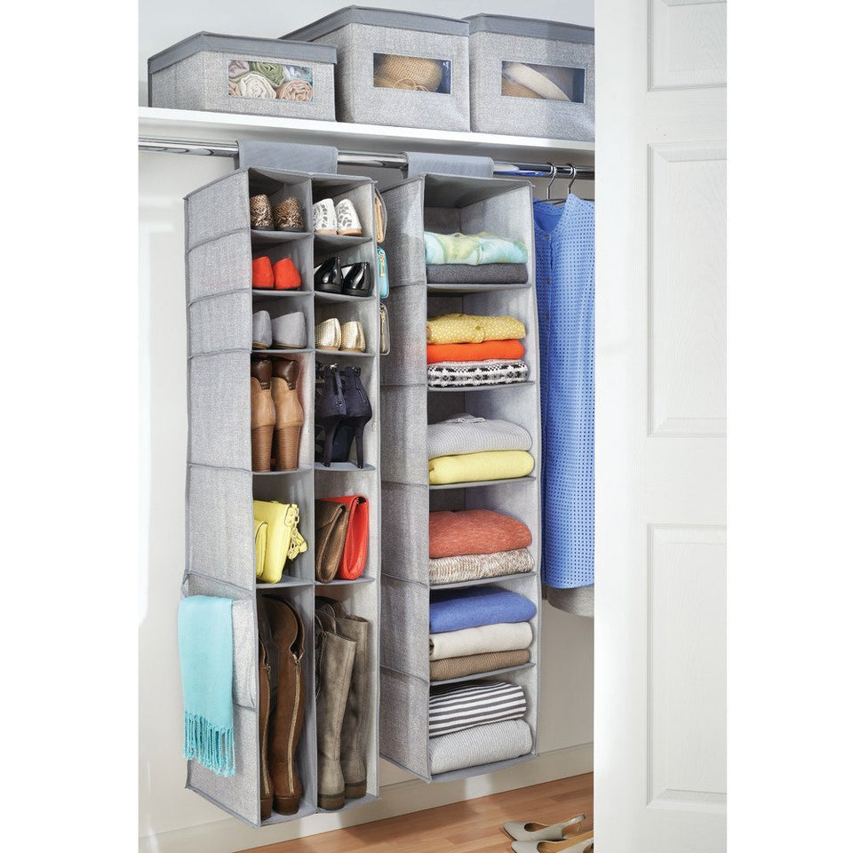 InterDesign 04473 Aldo Fabric Hanging Closet Storage Organizer, for Clothing, Sweaters, Shoes, Accessories, Gray, 6 Shelves