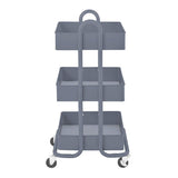 ECR4Kids Carrito de herramientas con ruedas de metal de 3 ó 4 niveles, organizador de almacenamiento móvil resistente, gris, Cart (3-Tier)