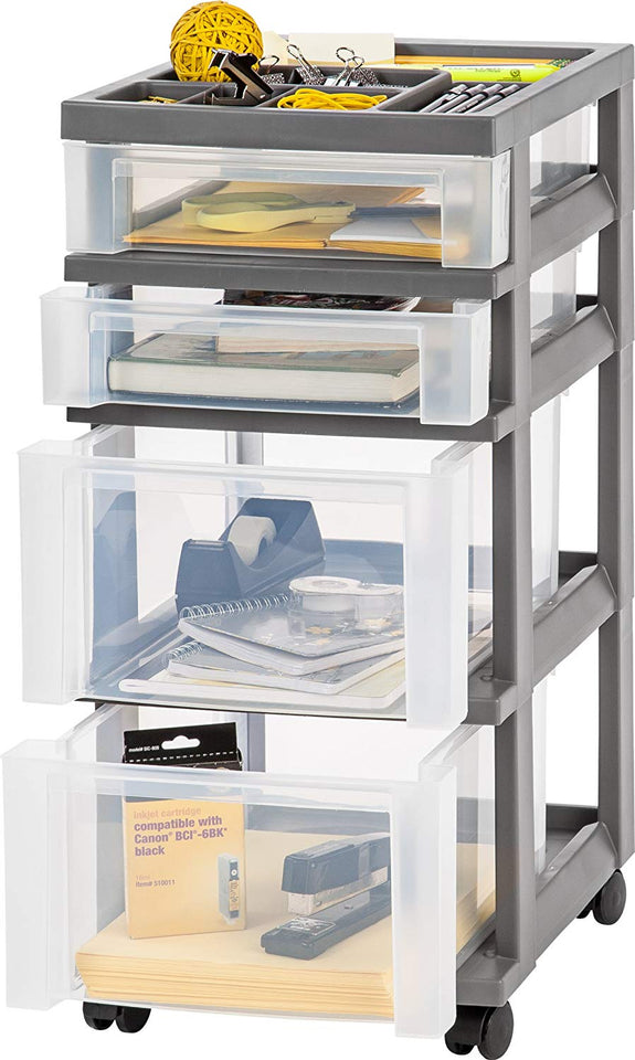 Iris 4-Drawer Carro con Organizador Superior y Ruedas