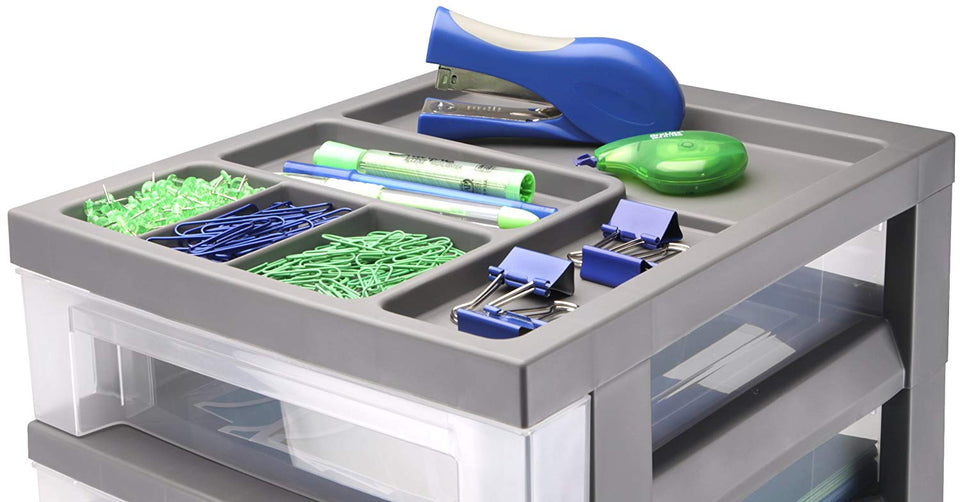 Iris 4-Drawer Carro con Organizador Superior y Ruedas