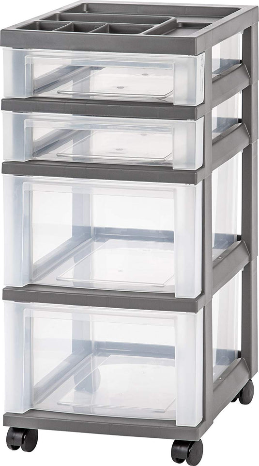 Iris 4-Drawer Carro con Organizador Superior y Ruedas