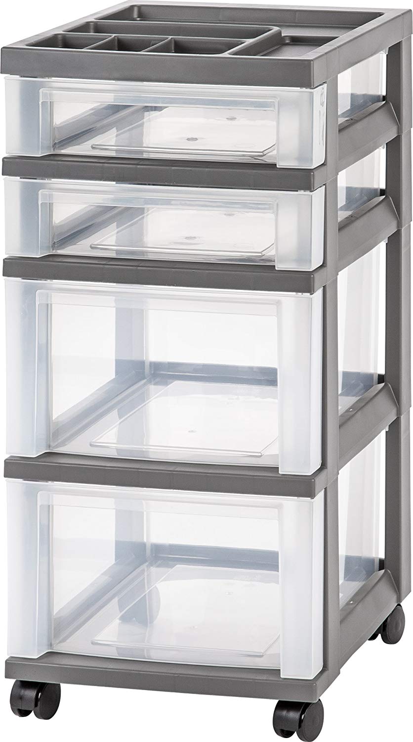 Iris 4-Drawer Carro con Organizador Superior y Ruedas