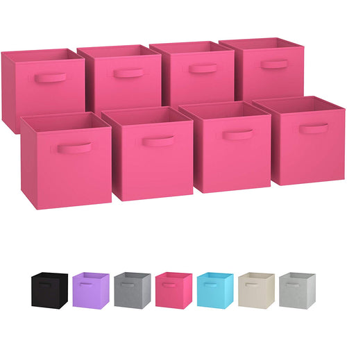 Juego de cubos de almacenamiento plegable de tela duradera, cuadrado plegable organizar contenedores, doblar en cestas cajón resistente G, 2 asas, ideal para guardería o cualquiera de tus necesidades de almacenamiento, de primera calidad, Paquete de 8