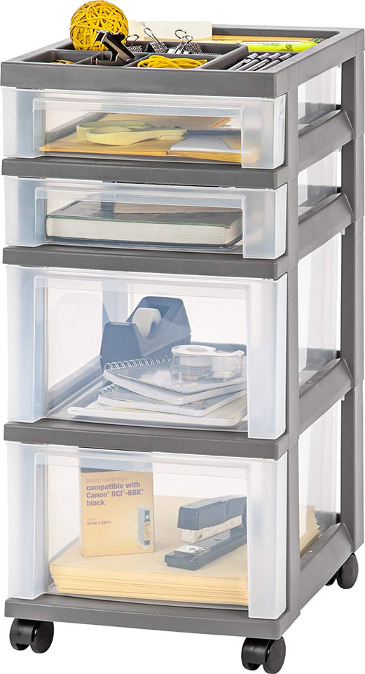 Iris 4-Drawer Carro con Organizador Superior y Ruedas