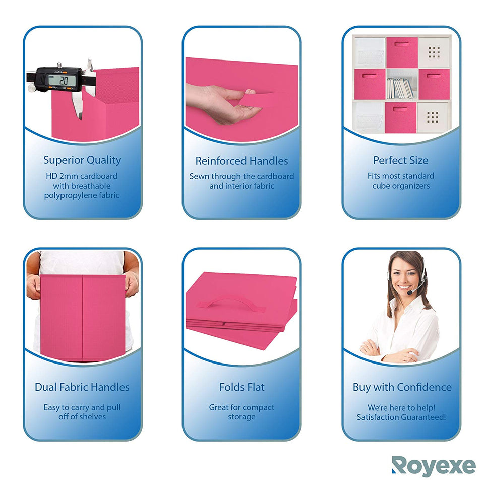 Juego de cubos de almacenamiento plegable de tela duradera, cuadrado plegable organizar contenedores, doblar en cestas cajón resistente G, 2 asas, ideal para guardería o cualquiera de tus necesidades de almacenamiento, de primera calidad, Paquete de 8