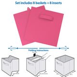 Juego de cubos de almacenamiento plegable de tela duradera, cuadrado plegable organizar contenedores, doblar en cestas cajón resistente G, 2 asas, ideal para guardería o cualquiera de tus necesidades de almacenamiento, de primera calidad, Paquete de 8