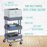 ECR4Kids Carrito de herramientas con ruedas de metal de 3 ó 4 niveles, organizador de almacenamiento móvil resistente, gris, Cart (3-Tier)